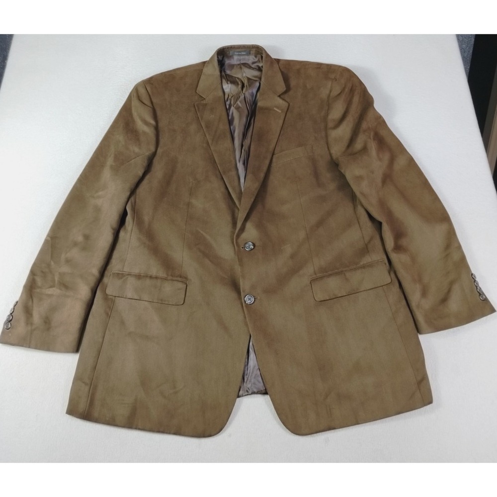 Chaps Blazer Mens 48L Brown Faux Suede‎ Sport Coat Office Business Casual Church